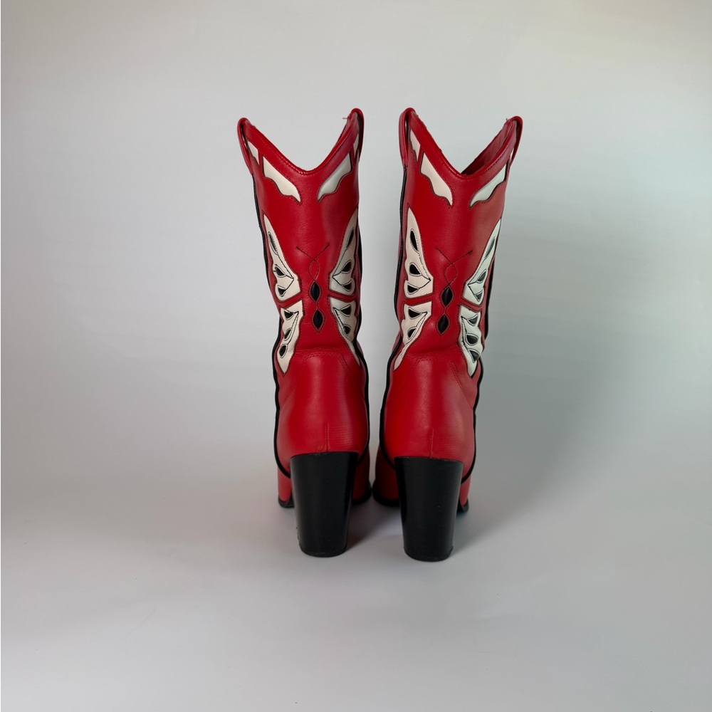 Steve Madden Red and White Western Heeled Boots - Picture 3 of 6